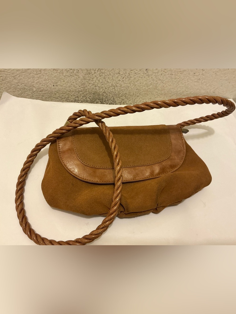Anthropologie Marvita Crossbody Camel Brown Suede Bohemian Bag
  Shoulder Bag
